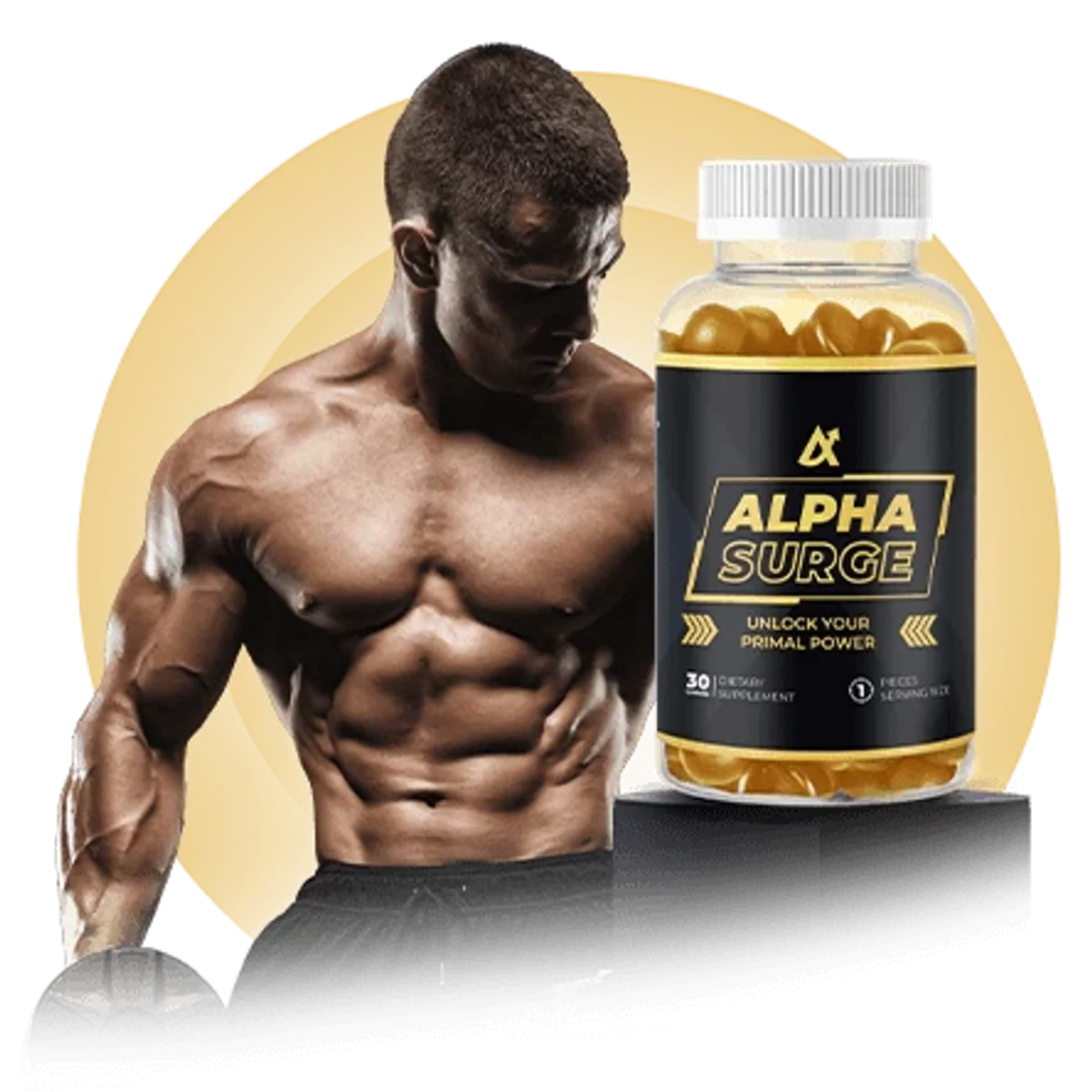 Alpha Surge Men's Wellness Supplement Bottle (Front Label)